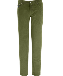 Men 5-Pockets Corduroy Pants 1500 lines Olive front view