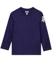 Rash guard bambini a maniche lunghe tinta unita Blu marine vista frontale