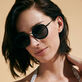 White Tulipwood Women and Men Sunglasses - VBQ x Shelter Black front worn view