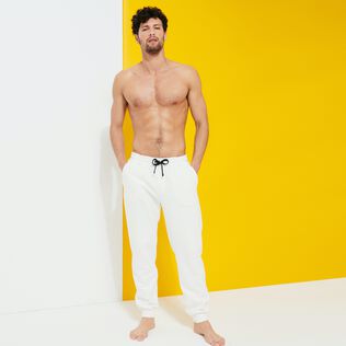 Pantalón de chándal en algodón de color liso para hombre Off white detalles vista 5