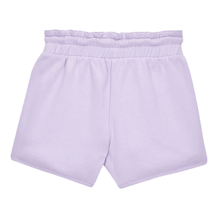 Pantalones cortos de algodón de color liso para niña Lila vista trasera