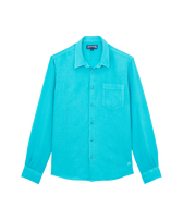 Camisa de lino lisa para hombre Disco green vista frontal