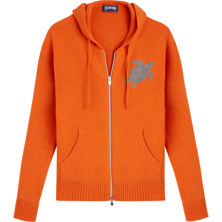 Cardigan En Laine Et Cachemire Homme À Fermeture Zippée - Mimosas - Orange