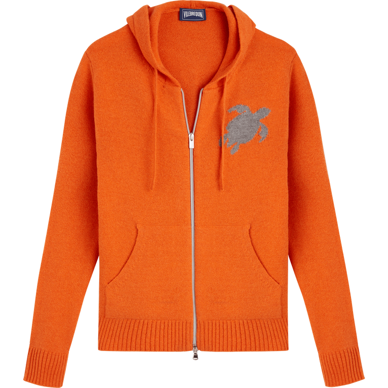 Men Full Zip Wool Cashmere Cardigan - Pullover - Mimosas - Orange - Size XXXL - Vilebrequin