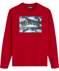 Camiseta de algodón con estampado Requins 3D para hombre Burgundy vista frontal