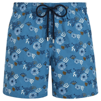 Men Swim Shorts Embroidered Flowers and Shells - Limited Edition Calanque front view