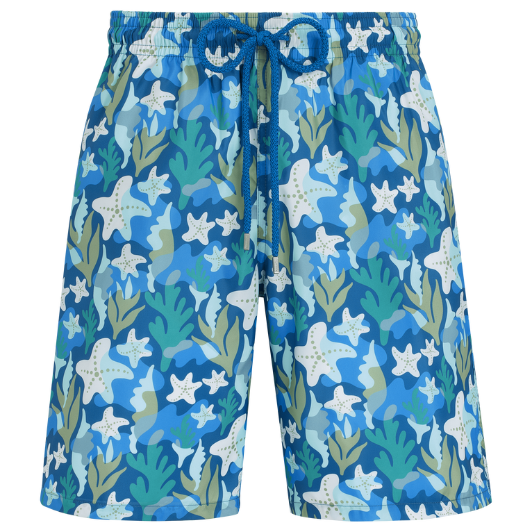 Pantaloncini Mare Uomo Lunghi Camo Seaweed - Costume Da Bagno - Okohina - Blu