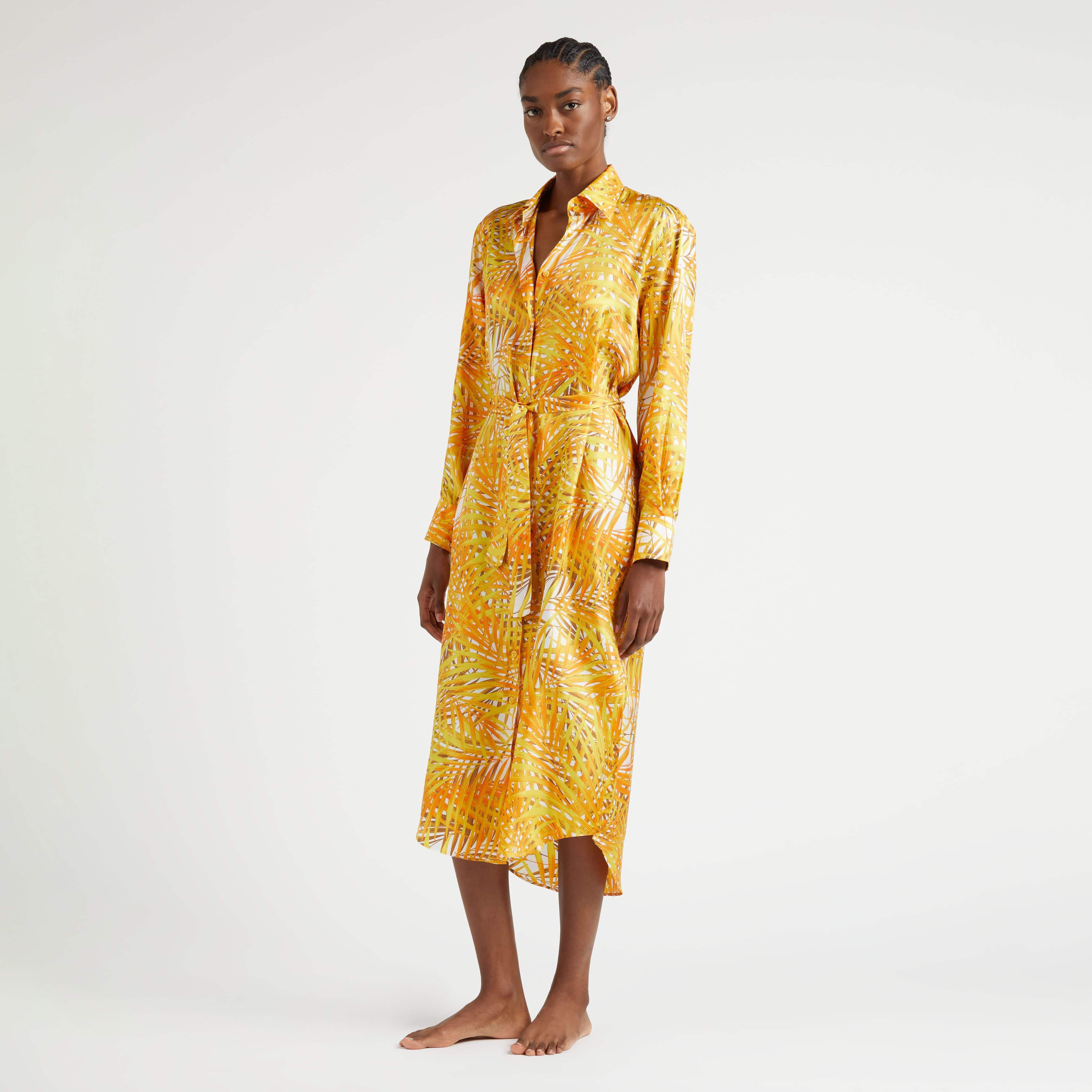 Palm leaf shirt dress sale