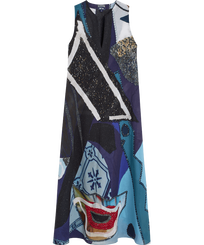 Robe longue sans manche femme Envoûtement - Vilebrequin x Deux femmes noires Purple blue vue de face