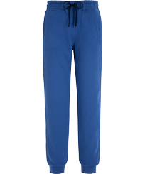 Men Jogger Cotton Pants Solid Sea blue front view