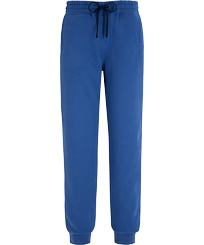 Pantalón de chándal en algodón de color liso para hombre Mar azul vista frontal