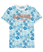 Men Cotton T-Shirt Tahiti Flowers White front view