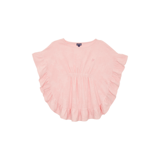 Jacquard Turtles Frottee-Poncho für Mädchen Peony Vorderansicht