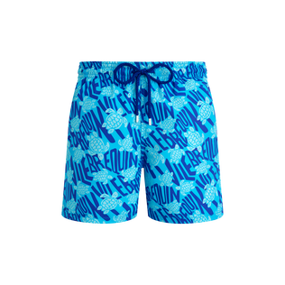 Bañador con estampado Ronde des Tortues y logotipo para hombre Blue topaz vista frontal