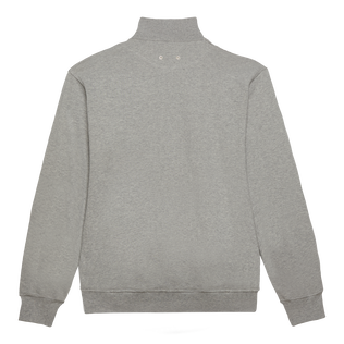 Velvet Sweatshirt mit Frontreißverschluss und aufgesticktem Logo für Herren Graumeliert Rückansicht