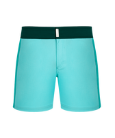 Men Stretch Swim Shorts Flat Belt Color Block Lagoon 正面图