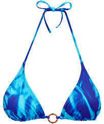 女士 Les Draps Froissés 三角形比基尼上衣 Neptune blue 正面图
