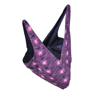 Bolsa de playa unisex con estampado Hypno Shell Azul marino vista frontal desgastada