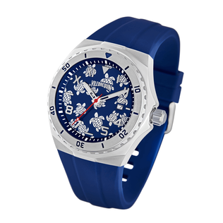 Micro Ronde des Tortue Armbanduhr mit Stahlgehäuse Marineblau Rückansicht