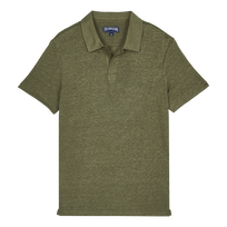 Einfarbiges Polohemd aus Leinenjersey für Herren Olivier Vorderansicht