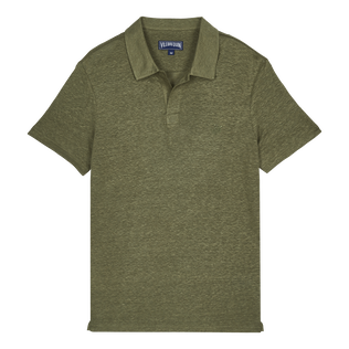 Einfarbiges Polohemd aus Leinenjersey für Herren Olivier Vorderansicht