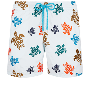 Ronde Des Tortues Badeshorts mit Stickerei für Herren – Limitierte Serie Glacier Vorderansicht