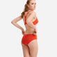 女士高腰比基尼三角泳裤 - Vilebrequin x JCC+ 合作款 - 限量版 Red polish 背面穿戴视图
