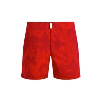 Men Stretch Short Swim Trunks Flat Belt Flower Power Lipstick front view