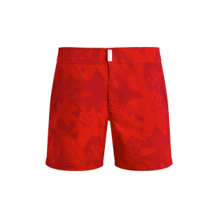 Men Stretch Short Swim Trunks Flat Belt Flower Power Lipstick front view