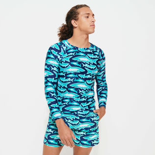 男士 Requins 3D 长袖防晒衣 Navy 正面穿戴视图