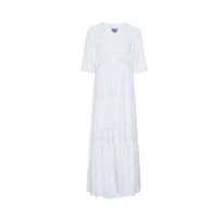 Vestido de viscosa con estampado Disco Butterflies Blanco vista frontal