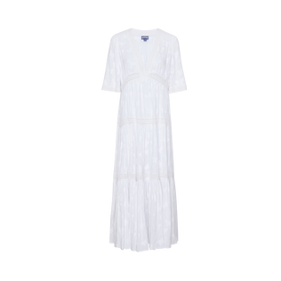 Vestido de viscosa con estampado Disco Butterflies Blanco vista frontal