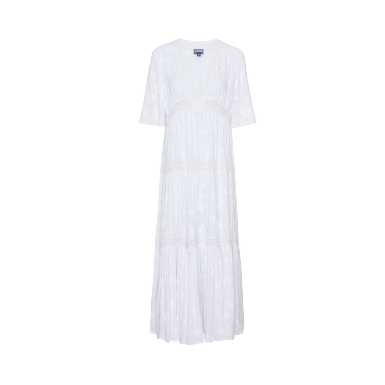 Vilebrequin Women Long Viscose Dress Disco Butterflies - Lou - White - Size S