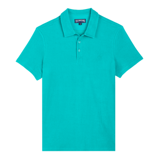 Men Organic Cotton Terry Polo Solid Tropezian green front view