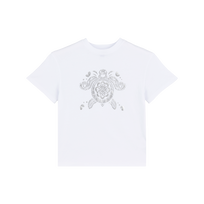 Girls Organic Cotton T-shirt Tribal Turltes White front view