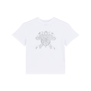 Girls Organic Cotton T-shirt Tribal Turltes White front view