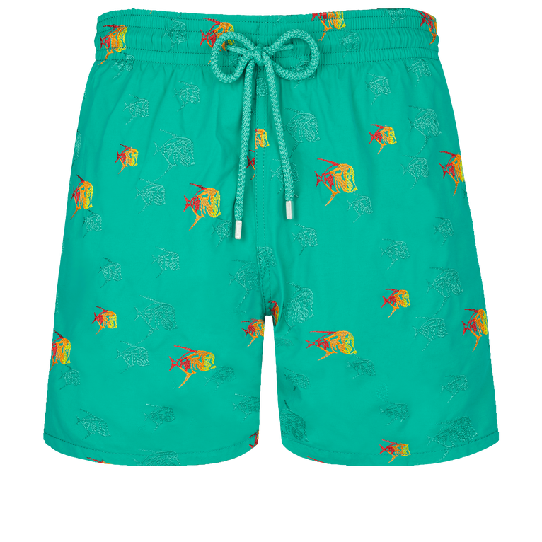 Pantaloncini Mare Uomo Ricamati Piranhas - Edizione Limitata - Costume Da Bagno - Mistral - Verde