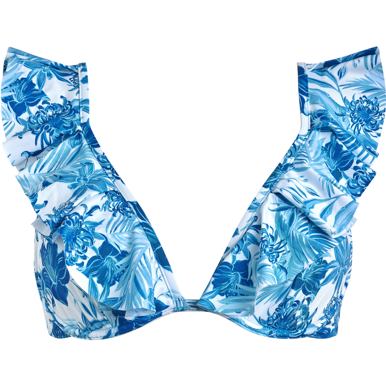 Tahiti Flowers Bikinioberteil Mit Rüschen Für Damen - Lizzy - Weiss - Größe XS - Vilebrequin