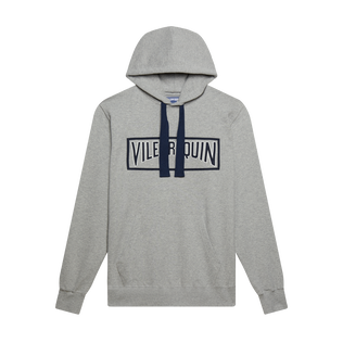 男士纯色棉质连帽运动衫 Heather grey 正面图