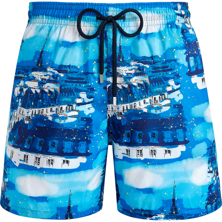Men Ultra-light And Packable Swim Shorts The City Of Light Rooftop - Mahina - Blue - Size XXXL - Vilebrequin