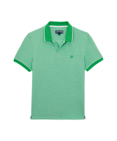 Polo de algodón de color liso para hombre Laser vista frontal