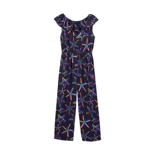 Mono de viscosa con estampado Disco Stars para niña Azul marino vista frontal