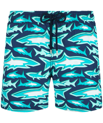 Men Classic Printed - Men Swim Shorts Requins 3D, Navy front view