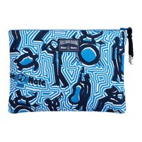 Zipped Linen Beach Pouch- Vilebrequin x Blue Note Earthenware front view