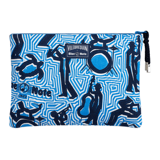 Zipped Linen Beach Pouch- Vilebrequin x Blue Note Earthenware front view