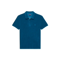 Men Terry Polo Solid Peacock front view