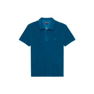 Men Terry Polo Solid Peacock front view