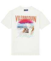 Men Cotton T-Shirt Wave on VBQ Beach Off white front view