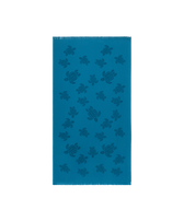 Toalla de playa en algodón orgánico Turtles Jacquard Peacock vista frontal