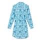 Vestido camisero de gasa de algodón con estampado Flowers Tie & Dye para mujer Azul marino vista trasera